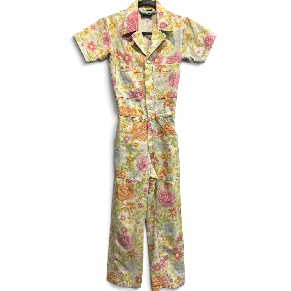 Big Bud Press Floral Coveralls Utility Jumpsuit 100% Cotton Straight Leg  Rare